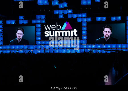 04 novembre, 2019. Lisbonne, Portugal. La liberté de la presse, la Fondation Edward Snowden au sommet Web 2019 © Alexandre de Sousa/Alamy Live News Banque D'Images