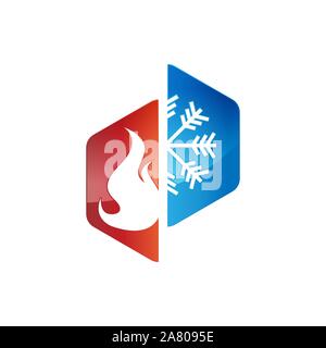 Chauffage et refroidissement des logos. Résumé du système de chauffage et de refroidissement conception de logo image vectorielle Illustration de Vecteur