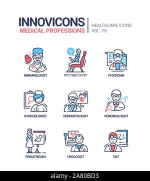 Professions médicales line style design icons set Illustration de Vecteur
