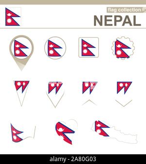 Drapeau du Népal, les versions 12 Collection Illustration de Vecteur