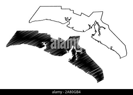 Ville et quartier de Yakutat, Alaska (quartiers et secteurs de recensement en Alaska, États-Unis d'Amérique,USA, États-Unis, US) map vector illustration, scribble sk Illustration de Vecteur