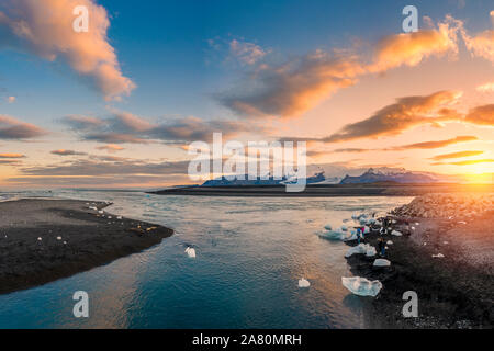 Jokulsarlon Glacial Lagoon, le Parc National de Vatnajökull, l'Islande. Unesco World Heritage Site. Banque D'Images
