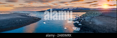 Jokulsarlon Glacial Lagoon, le Parc National de Vatnajökull, l'Islande. Unesco World Heritage Site. Banque D'Images