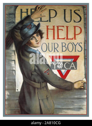 Historique de l'Amérique du YMCA Vintage WW1 affiche de propagande appel 'Aidez-nous à aider nos garçons' par artiste Haskell Coffin pour l 'organisation des travaux campagne' YMCA Nord USA Première Guerre mondiale Guerre mondiale 1 Banque D'Images