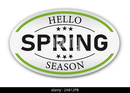 Bonjour Printemps lettres logotype, typographie badge icône, bannière. Illustration de Vecteur