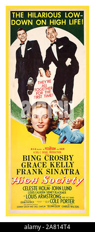 Haute Société USA vintage movie poster pour l'emblématique encore de 'La société' (1956) avec Bing Crosby, Grace Kelly et Frank Sinatra. Banque D'Images