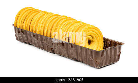 Cookies beurre dans un fort isolé sur fond blanc avec clipping path Banque D'Images