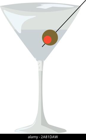 Martini avec olive, vecteur, illustration sur fond blanc. Illustration de Vecteur