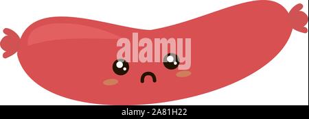 Triste illustration de la saucisse, vecteur, sur fond blanc. Illustration de Vecteur