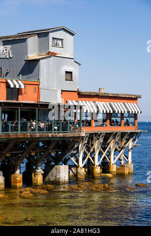 La trémie à poissons restaurant, MacAbee Beach, Cannery Row, Monterey, Californie, États-Unis d'Amérique. Banque D'Images