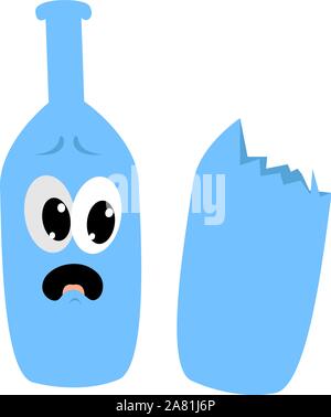 Bouteille cassée, illustration, vecteur sur fond blanc. Illustration de Vecteur