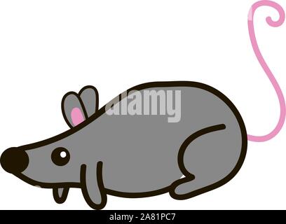 Gris souris, vecteur, illustration sur fond blanc. Illustration de Vecteur