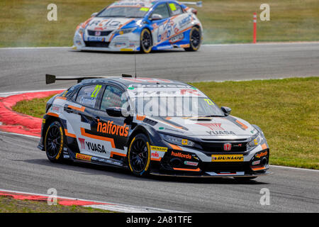 Dan dans le Cammish Halfords Yuasa Racing Honda Civic Type R à l'BTCC 2019 réunion à Snetterton, Norfolk, Royaume-Uni. Banque D'Images