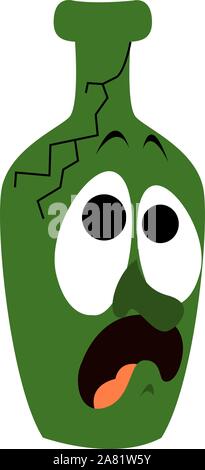 Bouteille fissurée, illustration, vecteur sur fond blanc. Illustration de Vecteur