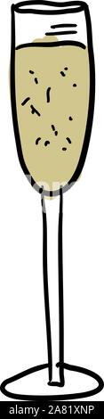 Verre de champagne en croquis, illustration, vecteur sur fond blanc. Illustration de Vecteur