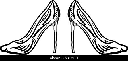 Chaussures dames croquis, illustration, vecteur sur fond blanc. Illustration de Vecteur