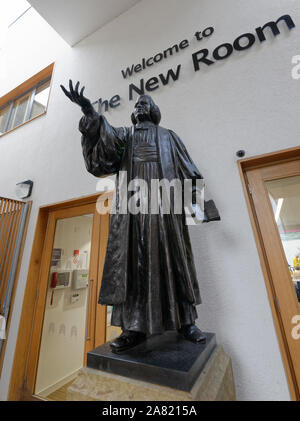 Statue de Charles Wesley, nouveau prix, Broadmead, Bristol, UK La plus ancienne chapelle méthodiste dans le monde Banque D'Images