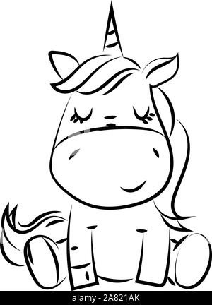 Croquis, illustration, Unicorn vecteur sur fond blanc. Illustration de Vecteur