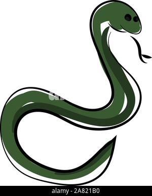 Serpent vert, illustration, vecteur sur fond blanc. Illustration de Vecteur