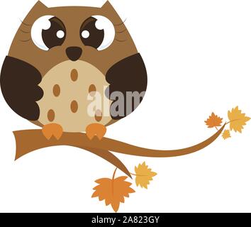 Brown Owl, illustration, vecteur sur fond blanc. Illustration de Vecteur