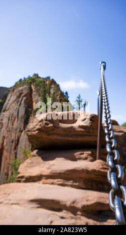 Close up de fil à l'Angels Landing dans Zion National Park, Utah, USA Banque D'Images