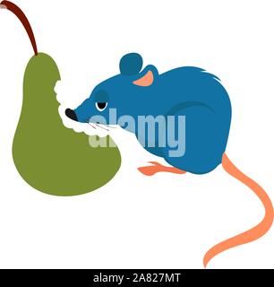 Rat et le poirier, illustration, vecteur sur fond blanc. Illustration de Vecteur