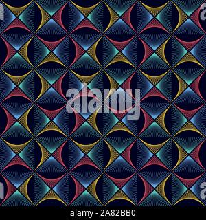 Abstract colorful rhombus lignes courbes texture de fond dans le style ornemental géométrique. Conception sans couture. Illustration de Vecteur