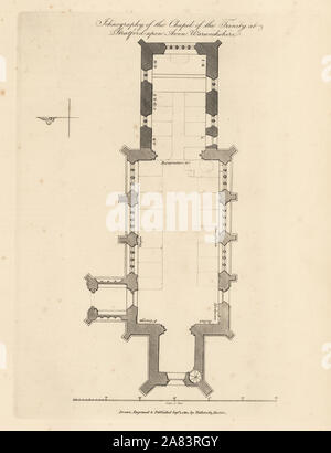 Ichnography de la chapelle de la Trinité, Stratford upon Avon, Warwickshire. Gravure par Thomas Fisher de ses peintures sur les murs de la chapelle de la Trinité, Stratford upon Avon, 1808. Banque D'Images