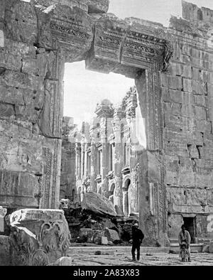 Ruines du temple, Baalbek, Liban 1870-1885 Banque D'Images