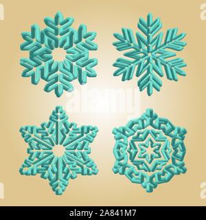 Flocons de turquoise. Flocon de neige de noël hiver element. Illustration météo collection ice. Télévision gel Noël silhouette isolée symbole sur Illustration de Vecteur