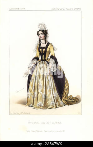 Marie Dorval dans Charles Duveyrier's Lady Seymour, Théâtre de la Porte Saint-Martin, 1845. Lithographie coloriée après une illustration par Alexandre Lacauchie de Victor Dollet's Galerie dramatique : les costumes des théâtres de Paris, Paris, 1845. Banque D'Images