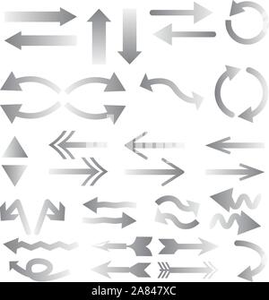 Les flèches blanches sur fond blanc. gris et blanc. Flèches Flèche noire signe. Illustration de Vecteur