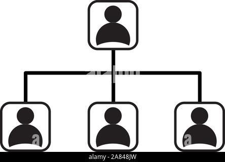 icône de hiérarchie de réseau de gestion d'entreprise sur fond blanc. design de style plat. signe de réseau social. Illustration de Vecteur