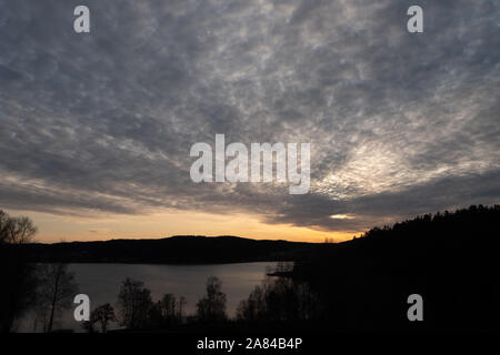 Coucher de soleil sur Visterflo, Sarpsborg Banque D'Images