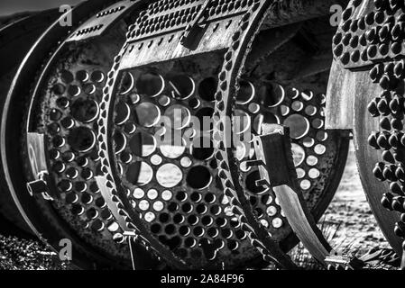 Détail d'un ancien wagon rouillé abandonné dans la cimetière de Uyuni, Bolivie Banque D'Images