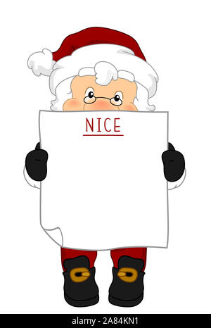 Illustration de Santa Claus Holding a Blank Board pour la liste de personnes sympas Banque D'Images