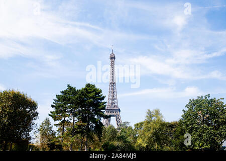 Tour Eiffel entre l'été la végétation, Paris Banque D'Images
