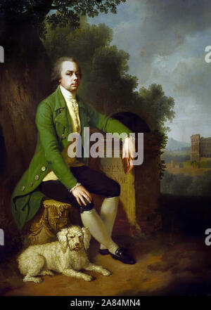 Portrait du prince N. B. Youssoupov avec son chien. 1786 La Russie, russe, Russie, par Johann Baptist Lampi I (1751-1830), Jacob Philipp Hackert (1737-1807). Banque D'Images