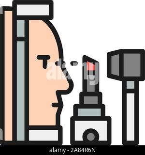 Des tests de la vue, correction au laser couleur plate icône ligne. Illustration de Vecteur