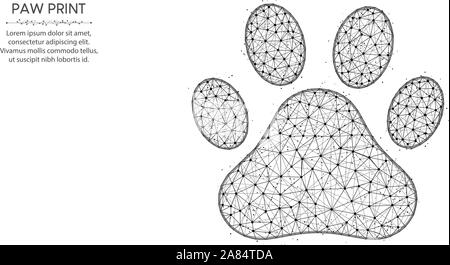 Empreintes Pet poly faible conception, chat et chien animal paw abstract art géométrique, zoo d'illustration vectorielle polygonal mesh wireframe faites à partir de points et l Illustration de Vecteur