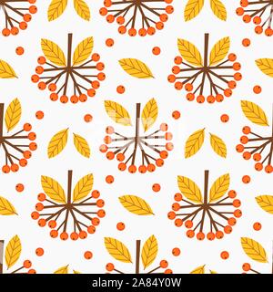 Rowan berries fruits automne modèle. Vector illustration. Illustration de Vecteur