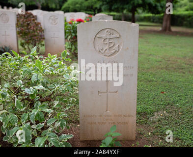 Sri Lanka, Trincomalee, Uppuveli, tombes de guerre du Commonwealth, et les principaux cross memorial Banque D'Images