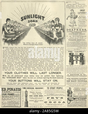 Page de l'annonce journal de London Illustrated News, 1891. La lumière du soleil, Doux Savon LAVANDE, Stout personnes Banque D'Images