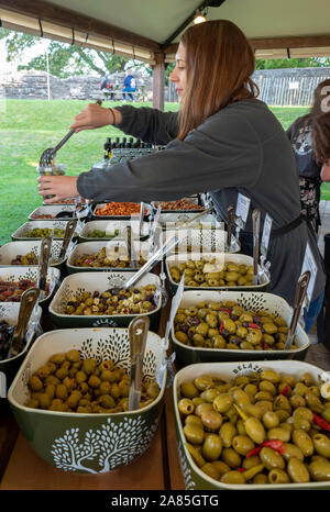 Blocage d'olive, Abergaveny Food Festival, Pays de Galles, Royaume-Uni Banque D'Images