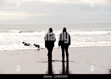 Penninsular Rhoshilli Beach, Gower, au Pays de Galles Banque D'Images