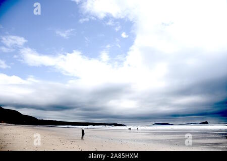 Penninsular Rhoshilli Beach, Gower, au Pays de Galles Banque D'Images