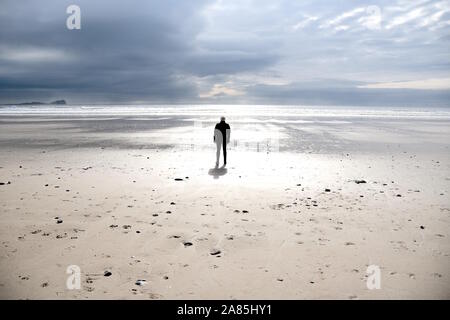 Penninsular Rhoshilli Beach, Gower, au Pays de Galles Banque D'Images