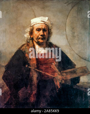 Self Portrait avec deux cercles, Rembrandt peint v. 1659-60 Rembrandt ...