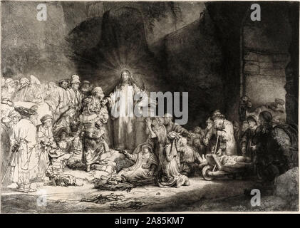 Rembrandt van Rijn, Christ prêchant (The Hundred Guilder Print), Drypoint, 1646-1650 Banque D'Images