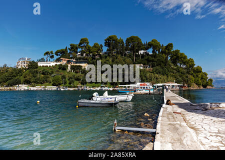 La pêche à Kanoni, Corfou, Grèce Banque D'Images